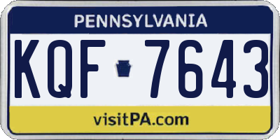 PA license plate KQF7643