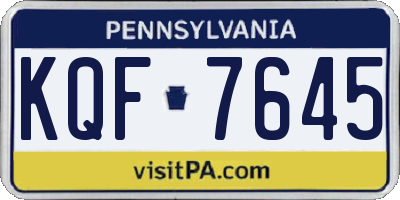 PA license plate KQF7645