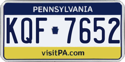 PA license plate KQF7652