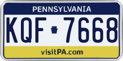 PA license plate KQF7668