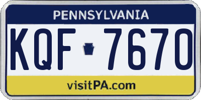 PA license plate KQF7670