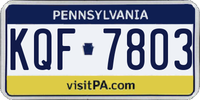 PA license plate KQF7803