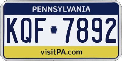 PA license plate KQF7892