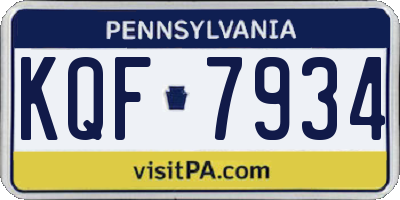 PA license plate KQF7934