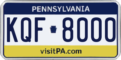 PA license plate KQF8000