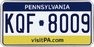 PA license plate KQF8009