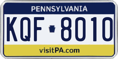 PA license plate KQF8010