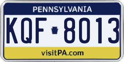 PA license plate KQF8013