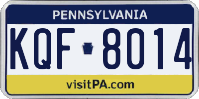 PA license plate KQF8014