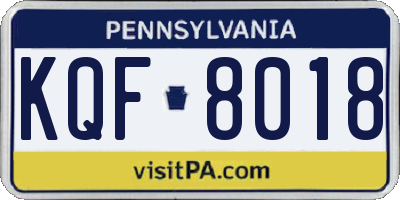 PA license plate KQF8018