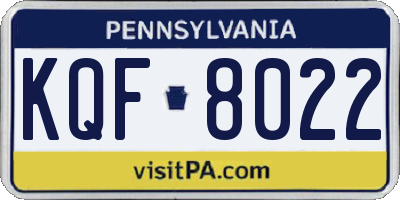 PA license plate KQF8022