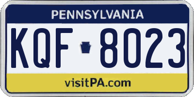 PA license plate KQF8023
