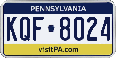 PA license plate KQF8024