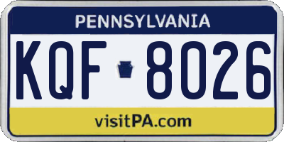 PA license plate KQF8026