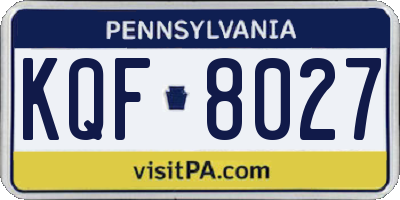PA license plate KQF8027
