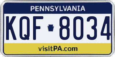 PA license plate KQF8034