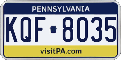 PA license plate KQF8035