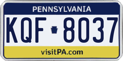 PA license plate KQF8037