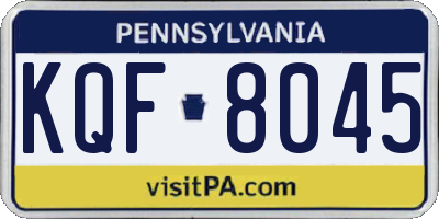 PA license plate KQF8045