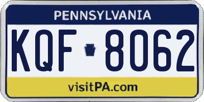 PA license plate KQF8062