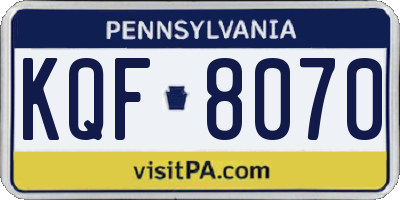 PA license plate KQF8070
