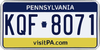 PA license plate KQF8071