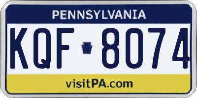 PA license plate KQF8074