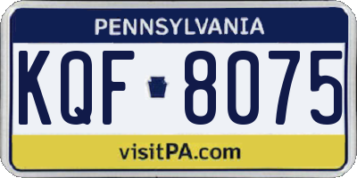 PA license plate KQF8075