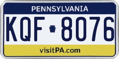 PA license plate KQF8076
