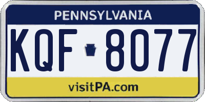 PA license plate KQF8077