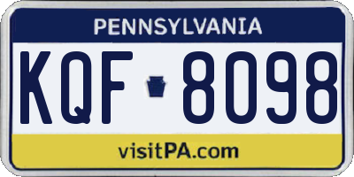 PA license plate KQF8098