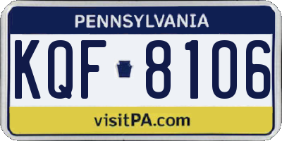 PA license plate KQF8106