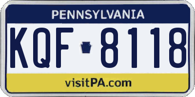 PA license plate KQF8118