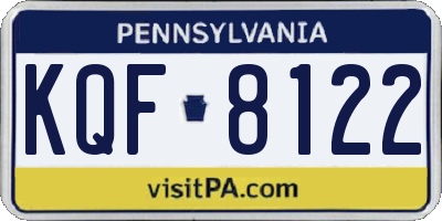 PA license plate KQF8122