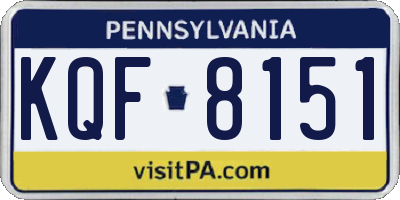 PA license plate KQF8151