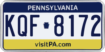 PA license plate KQF8172