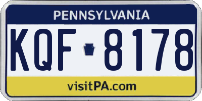 PA license plate KQF8178