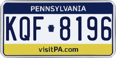 PA license plate KQF8196