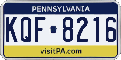 PA license plate KQF8216