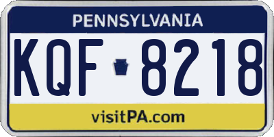 PA license plate KQF8218