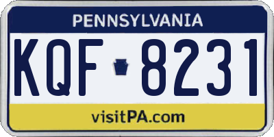 PA license plate KQF8231