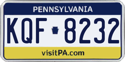 PA license plate KQF8232