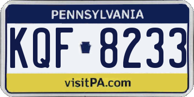 PA license plate KQF8233