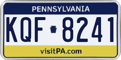 PA license plate KQF8241