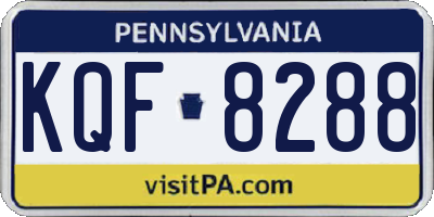 PA license plate KQF8288