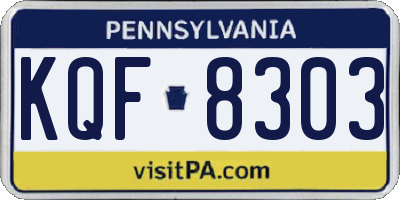 PA license plate KQF8303