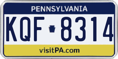 PA license plate KQF8314