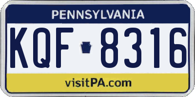 PA license plate KQF8316
