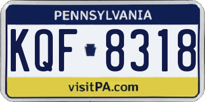 PA license plate KQF8318