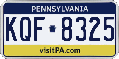 PA license plate KQF8325